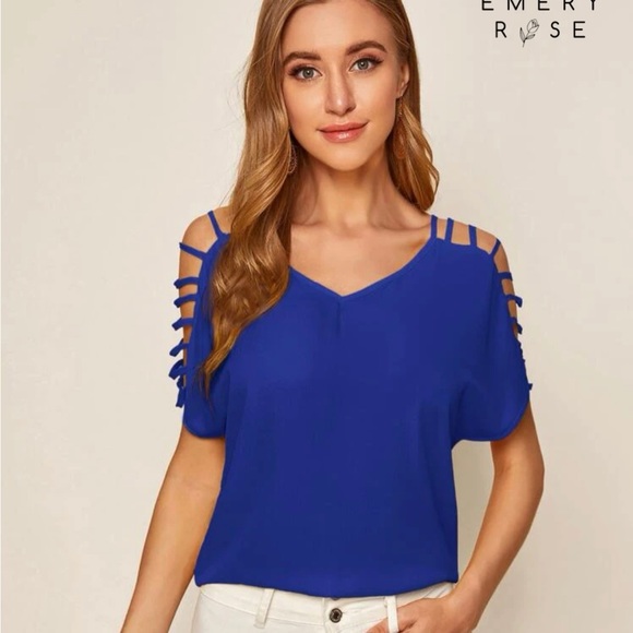 NWT Electric Blue Cutout Top - Picture 7 of 7